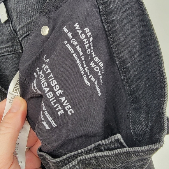 Frame Denim Le High Straight Jeans Size 31 Hutchinson Black Frayed Hem - Picture 14 of 15